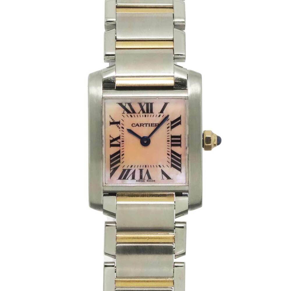 Cartier Tank Francaise SM Two-Tone W51027Q4 Women's Watch Pink Shell 18KPG Go...